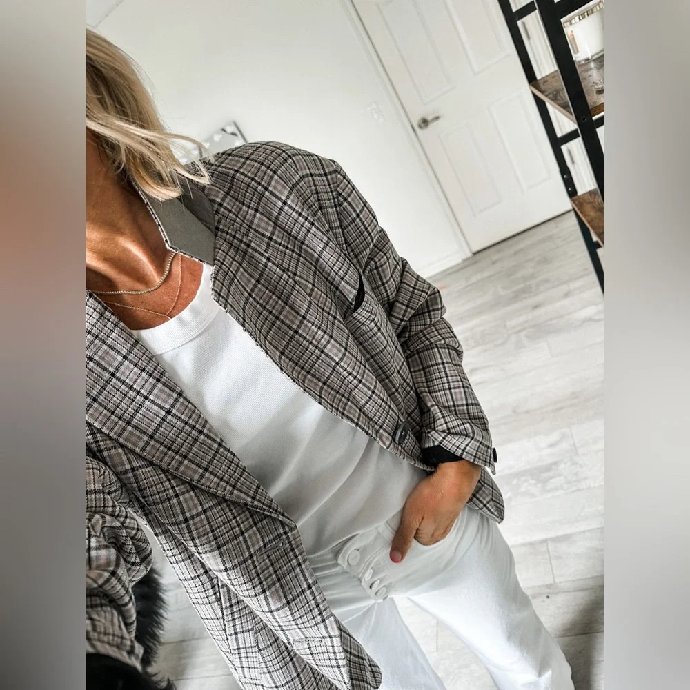 Free People We The Free Cali Plaid Blazer NWT M - Picture 2 of 4